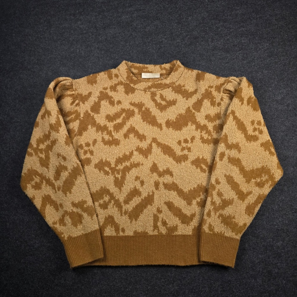 Ulla Johnson Women's Crew Neck Nalla Pullover Sweater Brown Wool Blend Size M
